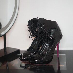 Alexander McQueen SS 2008 Patent Leather Pink Soled 'Butterfly' Heels